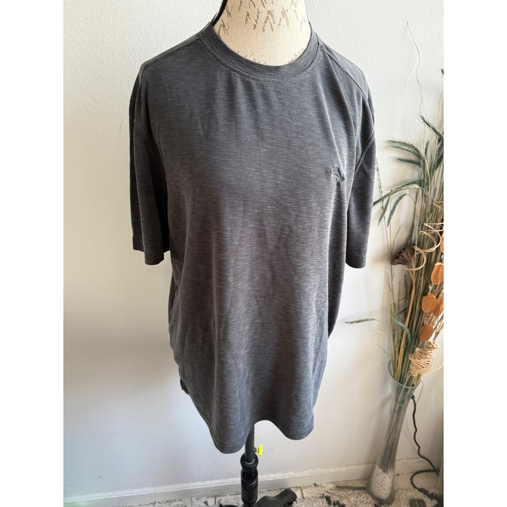 Tommy‎ Bahama Mens XL Gray Slub Knit Short Sleeve Marlin Logo T-Shirt Crewneck
